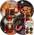 Produktbild: My-goodbuy24 Weihnachtsteller aus Metall - 4 Stück - Weihnachts- oder Nikolaus-Teller mit verschiedenen Motiven für Kekse, Stollen, Gebäck und Süßes, Ø 26,4 cm - Mix