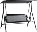 Produktbild: Outsunny 2-Sitzer Hollywoodschaukel mit Sonnendach Patio Terrasse Schwarz