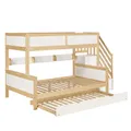 Produktbild: Etagenbett mit 2 Liegeflächen, Gästebett, Lattenrost, Regal und Kleiderschrank, Kinderbett mit Rausfallschutz, Kiefer