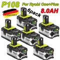 Produktbild: 6x 8.0Ah 18V  Lithium Akku für RYOBI One Plus RB18L50 P108 P107 P104/DE
