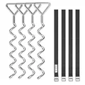 Produktbild: SONGMICS Bodenanker für Trampoline, Spiral-Bodenverankerung, Set aus Erdankern aus verzinktem Eisen und Polyester-Gurten mit ABS-Schnallen, zur Befestigung am Boden, silbern-schwarz SGN15INV1