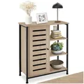 Produktbild: tectake® Industrial Sideboard, Kommode Schlafzimmer mit 3 Fächern und Schrankfach, TV Schrank 71 x 32 x 82 cm, Flur Möbel, Wohnzimmerschrank, Cabinet (Tür Links, Industrial Holz hell, Eiche Sonoma)