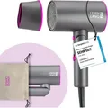 Produktbild: LEBENLANG Föhn Ionen 2100W - Anti-Spliss mit Kaltluft Modus | Reisefön klappbar klein | Ionen Haartrockner Hair Dryer Fön Klein Haarfön Haarföhn - Grau/Rosa