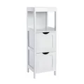 Produktbild: Badregal Standregal Badezimmerschrank Schubladen Holzoptik Weiß SVITA LINTU