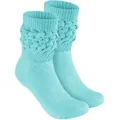 Produktbild: BRUBAKER Schoppersocken Slouch Socken - Damen Fitnesssocken (80s Style, 1-Paar, Baumwolle) Knit Sportsocken für Fitness, Yoga, Workout, Gymnastik und Wellness blau 35-38