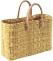Produktbild: Kobolo Shopper Seegrastasche mit Griffen aus Leder 36x16x26cm