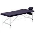 Produktbild: vidaXL Massagetisch Klappbar 3 Zonen mit Tragetasche Therapie Massageliege Massagebank Kosmetikliege Therapieliege Massage Liege Aluminium Lila