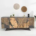 Produktbild: riess-ambiente Massives Sideboard TROPICAL 160cm grau Mangoholz florales Design Boho Metallgestell Kommode Schrank
