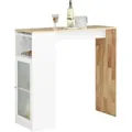 Produktbild: FWT99-WN Bartisch Esstisch Balkontisch Küchentisch Bistrotisch Stehtisch Bartresen Balkontisch Beistelltisch Weiß-Natur bht ca. 108x105x40cm - Sobuy