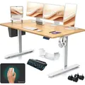 Produktbild: KESSER® Schreibtisch elektrisch & höhenverstellbar Computertisch Ergonomisch Stehen & Sitzen 3-Memory 360° Rollen USB-Ladeanschluss 160x70cm Beige - Beige