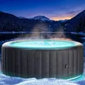 Produktbild: BRAST Whirlpool aufblasbar MSpa Aurora mit LED-Beleuchtung für 6 Personen Ø204x70cm In- Outdoor Pool 138 Massagedüsen Energiespar-Timer Heizung Bubble Wellness Massage