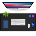 Produktbild: K Knodel Schreibtischunterlage, 80cm x 40cm PVC-Leder Tischunterlage, Wasserdichte Laptop Unterlage für Büro (Schwarz)