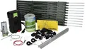 Produktbild: Kerbl Paddock Weidezaun-Starterset mit 230-Volt-Netzgerät, Weidezaunband, Erdpfahl, Isolatoren und Kunststoffpfählen – Komplettset für Elektrozaun, Weidezaungerät 441158