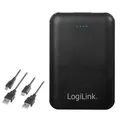 Produktbild: LogiLink PA0202 Powerbank 5000 mAh Lithium-Polymer 2xUSB schwarz inkl. Ladekabel