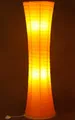 Produktbild: Trango 1230L Design LED Reispapier Stehlampe *AMSTERDAM* Reispapierlampe *HANDMADE* Stehleuchte in Rund mit orangefarbenem Lampenschirm inkl. 2x E14 LED Leuchtmittel, Höhe: 125cm, Wohnraumlampe