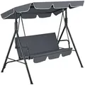 Produktbild: [en.casa] Hollywoodschaukel, Dunkelgrau, Metall, 3-Sitzer, 172x152x112 cm, Gartenmöbel, Hollywoodschaukeln