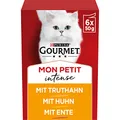 Produktbild: Gourmet Mon Petit Intense Katzenfutter nass, Geflügel-Variationen, 8er Pack (8 x 6 Beutel à 50g)