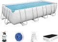 Produktbild: Power Steel™ Frame Pool Komplett-Set, eckig, mit Sandfilteranlage, Sicherheitsleiter & Abdeckplane 488 x 244 x 122 cm