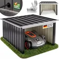 Produktbild: GARDEBRUK® Mähroboter Garage Metall Wetterbeständig Kabelführung 4x Erdanker Carport Rasen Garten, Farbe:Pultdach Anthrazit - Grau