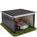 Produktbild: GARDEBRUK® Mähroboter Garage Pultdach Metall 89x90x54cm Wetterbeständig Dach klappbar 4X Erdanker Carport Rasen Anthrazit