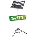 Produktbild: 3 STÜCK NOTENSTÄNDER ORCHESTERPULT NOTENSTATIV METALL LOCHBLECH STABIL SCHWARZ