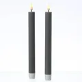 Produktbild: LED Stabkerzen Mia Deluxe Homeart Tafelkerzen Echtwachs 3D Flamme 24cm grau 2Stk