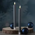 Produktbild: LED Stabkerzen Mia Deluxe Homeart Tafelkerzen Echtwachs 3D Flamme 24cm grau 2Stk