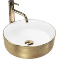 Produktbild: Rea Aufsatzwaschbecken Sami Round White Gold - Weiß/Gold