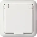 Produktbild: Elso 225044 Schutzkontakt-Steckdose (Komplettgerät) mit Klappdeckel und Rahmen,16 A, 250 V, IP44, Steckklemme, Fashion IP44, reinweiß glänzend