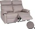 Produktbild: 2er Kinosessel MCW-L93, Relaxsessel Fernsehsessel Sofa, Armlehne Liegefunktion Nosagfederung Stoff/Textil grau-braun