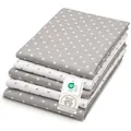 Produktbild: ZOLLNER 5er Set Musselin Spucktücher in 80x80 cm aus Baumwolle - hautfreundliche Mulltücher mit süßen Sternen - besonders weich und saugstark - waschbar bis 60°C - in grau weiß