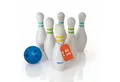 Produktbild: alldoro Spiel XXL Bowling-Spiel für Kinder, Familienspiel für drinnen & draußen, Riesen-Kegelspiel mit Tragetasche, 6 befüllbaren Pins 42 cm & 1 Kugel