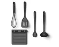 Produktbild: Hoffmann Germany Kochbesteck-Set 5-tlg. Küchenhelfer Pfannenwender Kochlöffel Ablage (Set, 5-tlg., 5-tlg.: Pfannenwender, Kochlöffel, Kelle, Schneebesen, Ablage), Schöpfkelle, Schneebesen, Ablage, spülmaschinengeeignet, 200°C