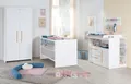 Produktbild: roba Kinderzimmer Set Lilo - Mitwachsendes Gitterbett 70 x 140 cm + Wickelkommode mit 2 Schubladen & 1 Tür + Kinderkleiderschrank 2-türig - Griffe aus Buche - Holz weiß lackiert
