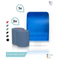 Produktbild: SET: Handtuchrollenspender Autocut, Blanc Cosmos verschied. Farben + 2 Handtuchrollen Classico BLAU - PRODUKTSET