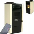 Produktbild: Pelletofen 9,5kW Pelletkamin Pelletheizung Kaminofen  Holzofen elfenbein 56301