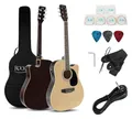 Produktbild: Rocktile Westerngitarre WSD-8CE-NT Slim Line Westerngitarren Set - Dreadnought Akustik Gitarre, Set inkl. Tasche, Ersatzsaiten, Gurt und Plektren