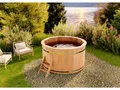 Produktbild: FinnTherm Holz Badefass Bergen, Hot Tub Ø 200 x 110 cm, 6-8 Personen, inkl. Einstiegsleiter, Schwimmbecken, Badebottich, Sprudelbad