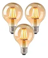 Produktbild: Trango 3er Set E27003/3 LED Filament Lamp Leuchtmittel E27 2500 Kelvin warmweiß Gold farbig G95, 95mm Ø - 4 Watt 400 Lumen, Amber Vintage Glühbirne, LED Globe für Retro Beleuchtung, Edison Glühbirne