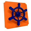Produktbild: move and stic Platte 40x40cm orange mit Piratenlenkrad blau Spielturm