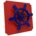 Produktbild: move and stic Platte 40x40cm rot mit Piratenlenkrad blau Spielturm