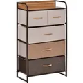 Produktbild: HOMCOM Kommode mit Griff Leinen Stahl Mehrfarbig 58L x 29B x 99H cm