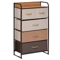 Produktbild: HOMCOM Kommode Sideboard mit 5 Faltbaren Stoff-Schubladen, Griff, Braun