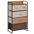 Produktbild: Kommode, Sideboard mit 5 Faltbaren Stoff-Schubladen, Griff für Wohnzimmer