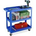 Produktbild: Relaxdays Werkstattwagen, Werkzeugwagen mit 3 Ebenen, mobiler Montagewagen, bis 100 kg belastbar, HBT: 76x78x35 cm, blau