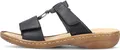 Produktbild: Rieker Damen Pantolette mit Klettverschluss und T-Riemen 60885, Größe:38 EU, Farbe:Schwarz