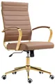 Produktbild: CLP Ergonomischer Bürostuhl Havanna Kunstleder I Höhenverstellbarer Schreibtischstuhl Mit Metall-Gestell In Gold-Optik I 360 Grad Drehbar, Farbe:Hellbraun