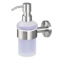 Produktbild: bremermann Bad-Serie Piazza - Seifenspender inkl. Wandhalterung, 200 ml Fassungsvermögen - nachfüllbarer Flüssigseifenspender, Soap Dispenser aus satiniertem Glas und Edelstahl, matt