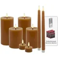 Produktbild: Candela Lights LED Kerzen 8er Set Winter caramel glatt Echtwachs inklusive Fernbedienung und Batterien Timer Funktion & mehrstufig dimmbar flammenlos Echtwachskerzen Stumpenkerzen