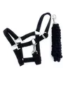 Produktbild: ARBO-INOX Halfter-Set Basic Halfter stufenlos verstellbar mit Führstrick (Full Warmblut, Schwarz)